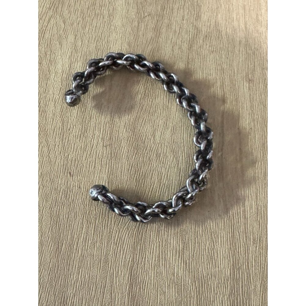 Chainmaille Silverplate Viking Cuff  Woven Dark  Silver Bracelet 6 1/2" - Picture 6 of 7